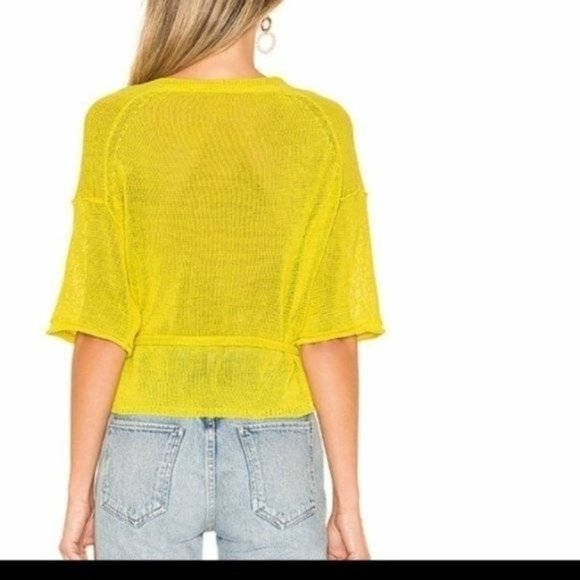 Free People Hello Cardi short sleeve sweater Yellow Small - Picture 3 of 7